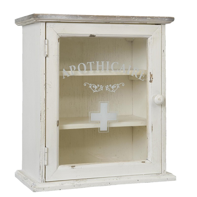 Clayre & Eef Armoire à pharmacie 32x18x36 cm Blanc Bois Rectangle