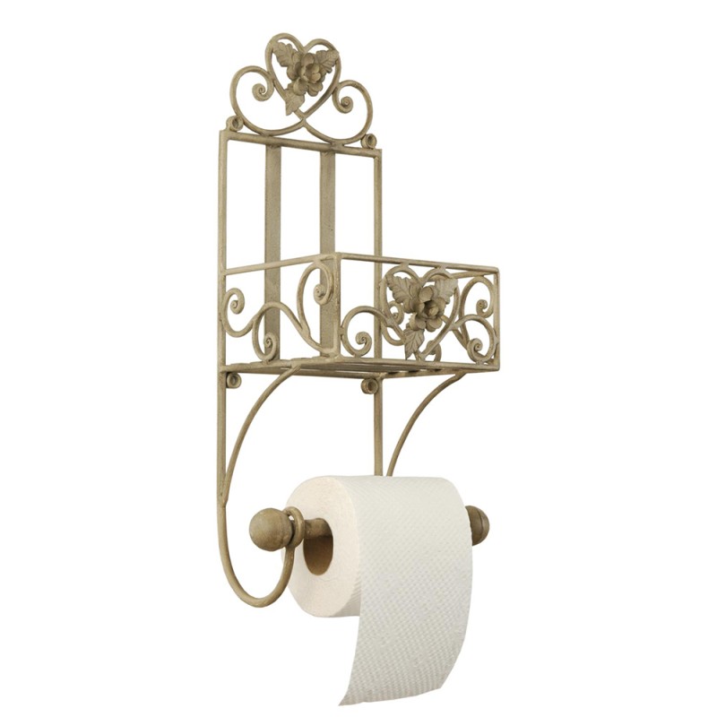 Clayre & Eef Portarotolo per WC 20x15x43 cm Beige Ferro