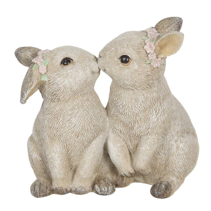 Clayre & Eef Figur Kaninchen 10x6x10 cm Beige Polyresin Kaninchen