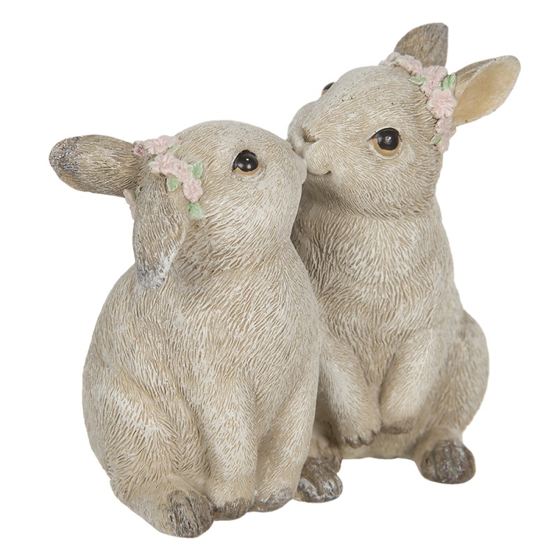Clayre & Eef Figurine Rabbit 10x6x10 cm Beige Polyresin Rabbit