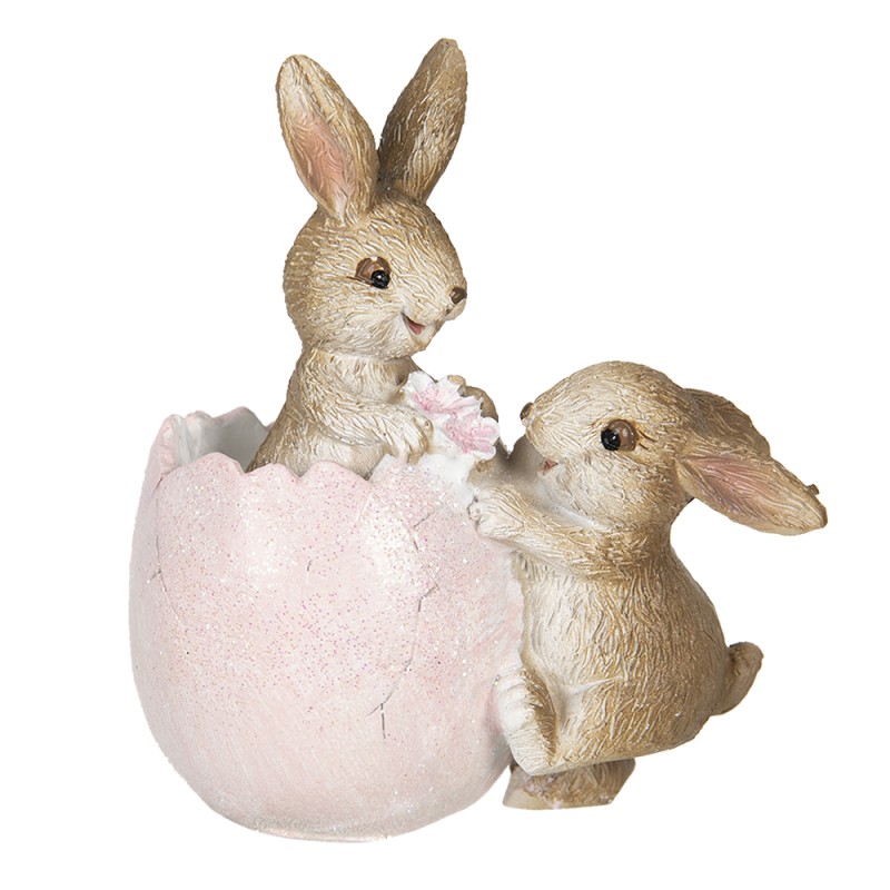 Clayre & Eef Figurine Rabbit 10 cm Brown Pink Polyresin