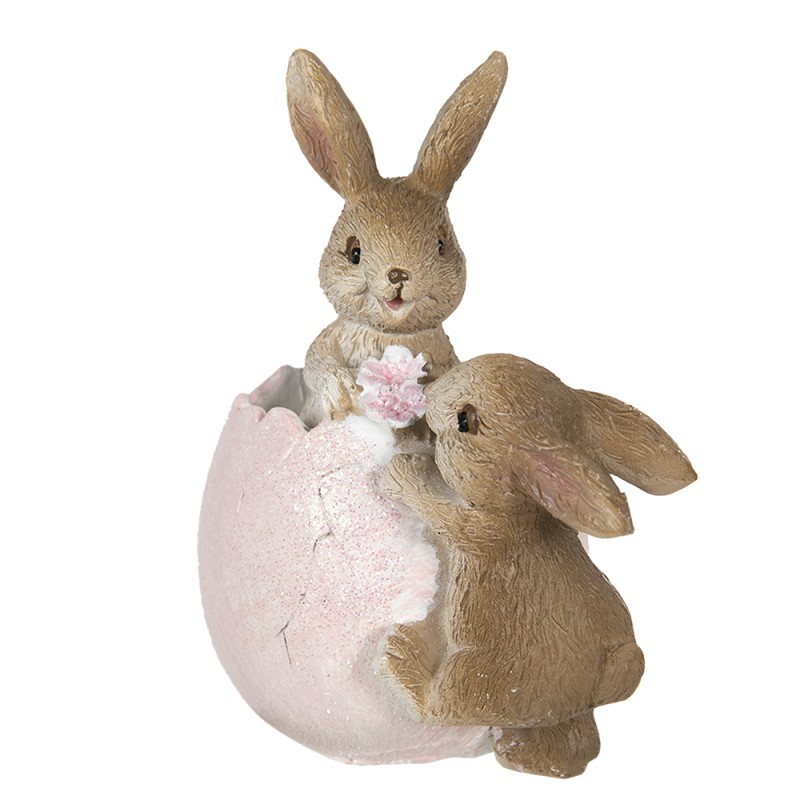 Clayre & Eef Figur Kaninchen 10 cm Braun Rosa Polyresin
