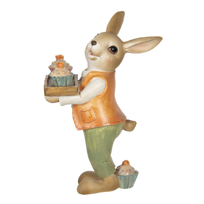 Clayre & Eef Figurine Rabbit 11x6x16 cm Beige Green Polyresin