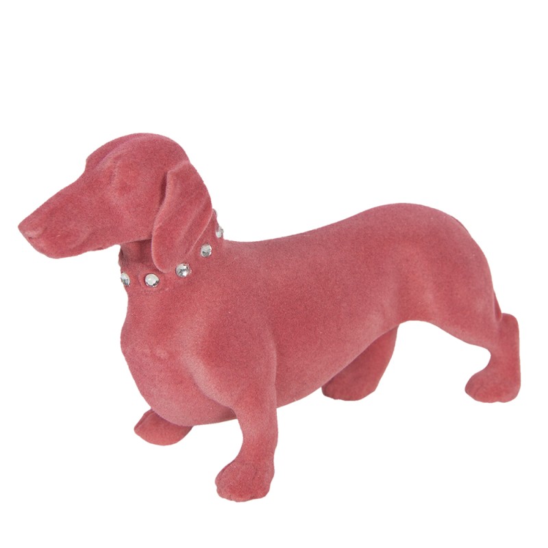 Clayre & Eef Beeld Hond 22x14 cm Roze Synthetisch