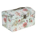 Clayre & Eef Decorative Suitcase Set of 3 26x18x16/24x16x14/22x14x12 cm Green Cardboard Rectangle Flowers