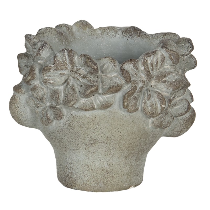 Clayre & Eef Pot de fleurs Tête 12x10x9 cm Gris Marron Pierre Rond