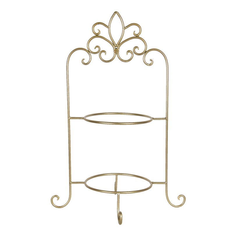 Clayre & Eef 2-Tiered Plate Stand 38x30x57 cm Gold colored Iron Round