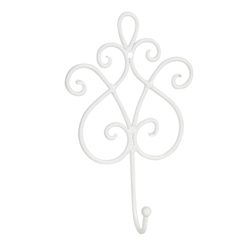 Clayre & Eef Wall Hook 15x5x22 cm White Iron