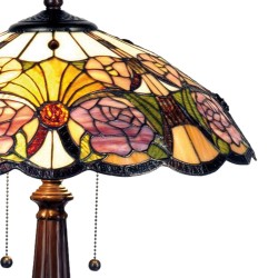 LumiLamp Lampe de table Tiffany Ø 44*57 cm E27/max 2*60W Jaune, Vert, Rose Vitrail Triangle