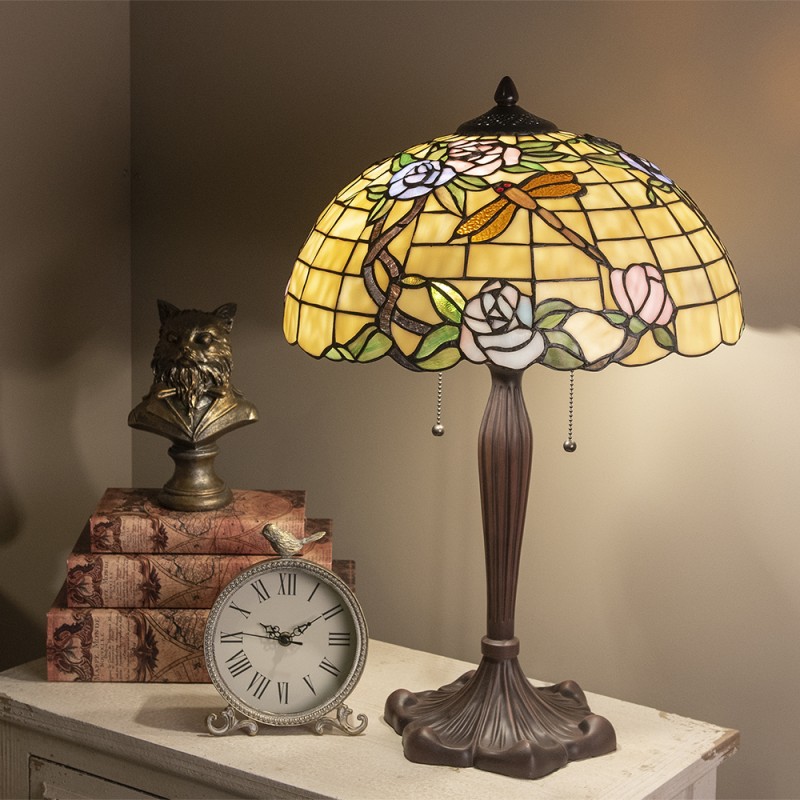 LumiLamp Pied de lampe Lampe de table Tiffany Ø 23x62 cm  Brun