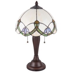 LumiLamp Lampe de table Tiffany 5LL-5918 Ø 30*50 cm E27/max 2*40W Beige, Vert Vitrail Fleurs Lampe de bureau Tiffany