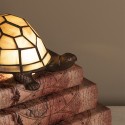 LumiLamp Lampe de table Tiffany Tortue 23x14x8 cm  Marron Verre