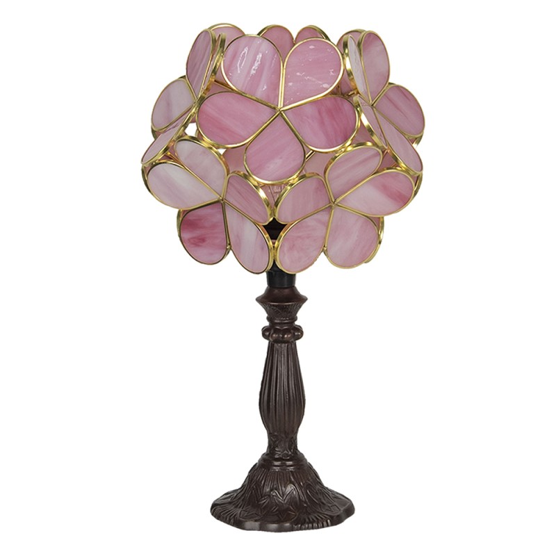 LumiLamp Table Lamp Tiffany 43 cm Pink Glass Flowers