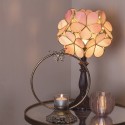 LumiLamp Lampe de table Tiffany 43 cm Rose Verre Fleurs