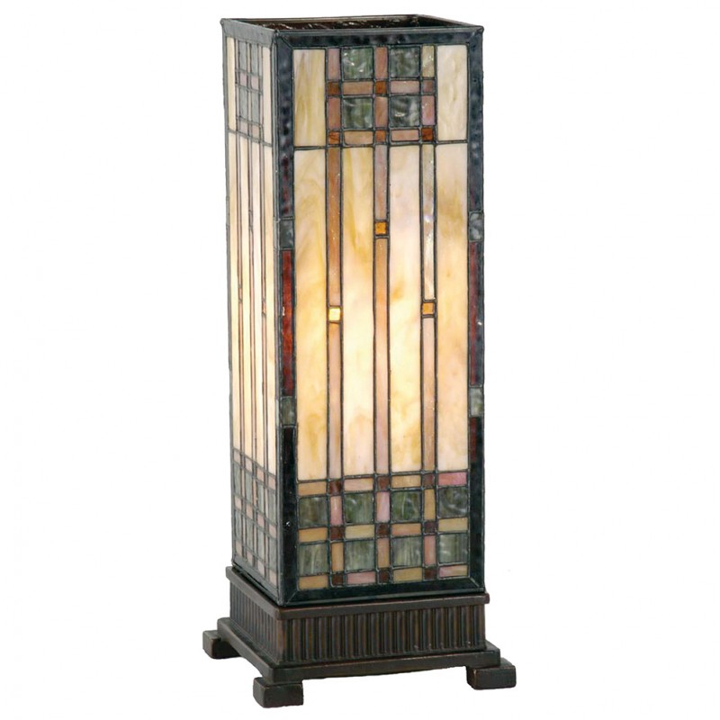 2LumiLamp Lampada parete Tiffany 5LL-9221 18*18*45 cm E27/max 1*60W Beige, Marrone  Vetro Colorato  Rettangolare Art Deco