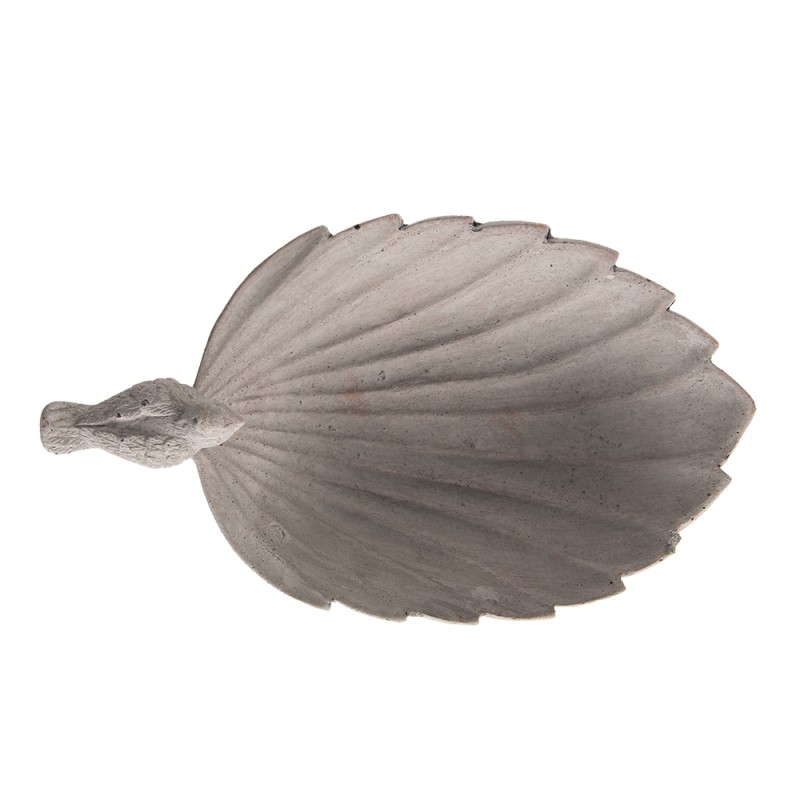 Clayre & Eef Bird Feeder Tray Leaf 31x21x11 cm Grey Stone Oval