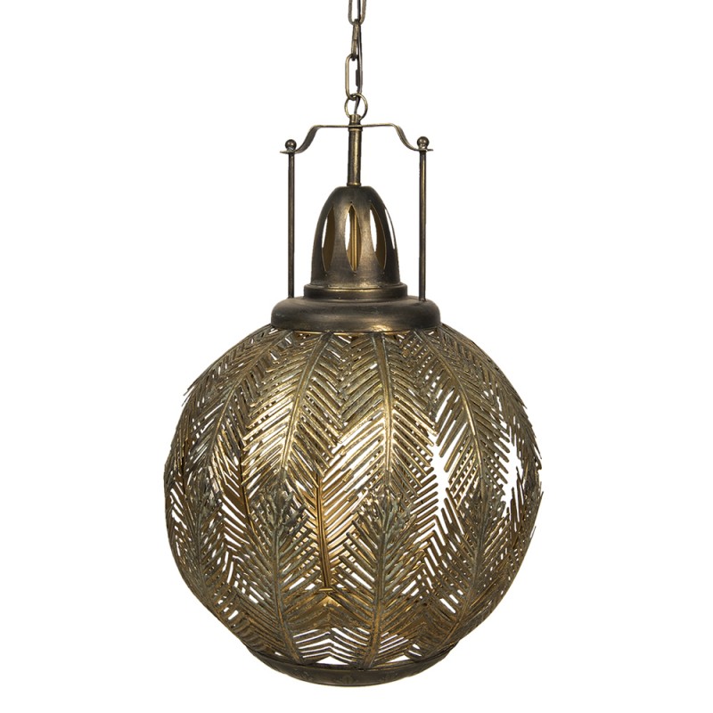 Clayre & Eef Pendant Lamp 45*45*70/175 cm Golden color Iron Glass
