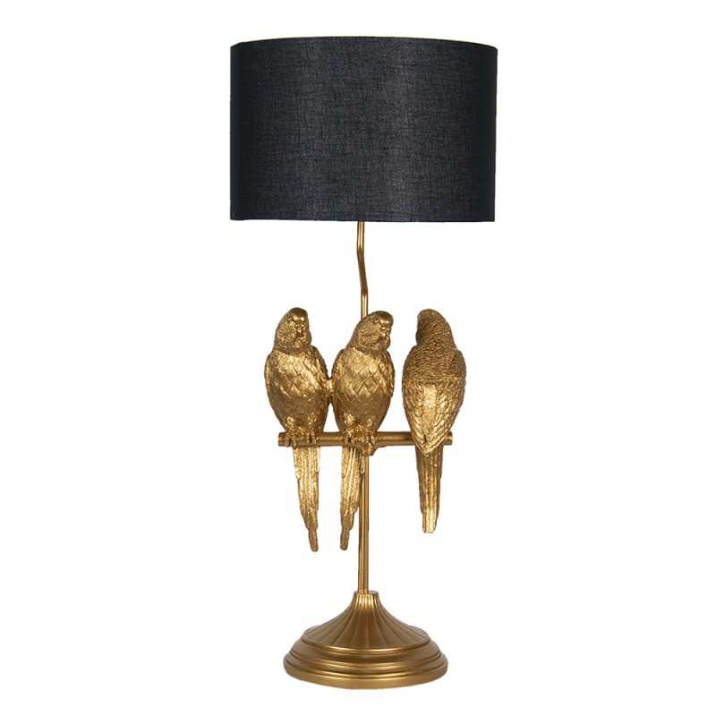 Clayre & Eef Lamp 5LMC0006 Ø 33*79 cm E27/max 1*60W Gold Plastic Round Parrot Desk Lamp