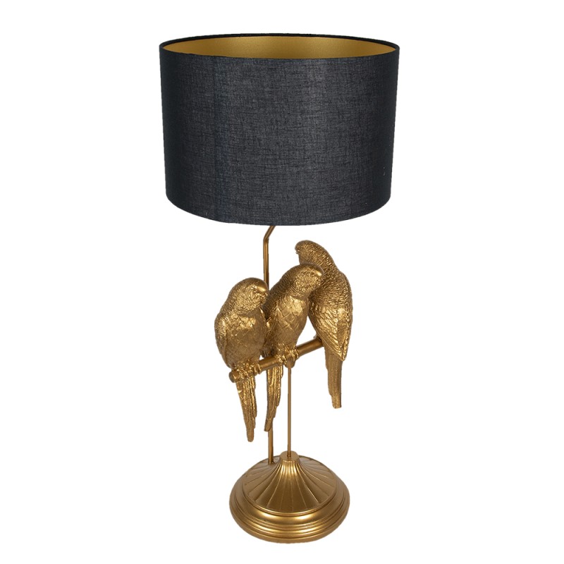 Clayre & Eef Tischlampe Ø 33x79 cm  Goldfarbig Kunststoff Rund Papagei