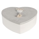 Clayre & Eef Storage Box 18x18x6 cm Grey White Wood Heart-Shaped Heart