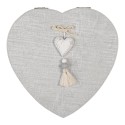 Clayre & Eef Scatola di archiviazione 18x18x6 cm Grigio Bianco Legno  A forma di cuore Coure