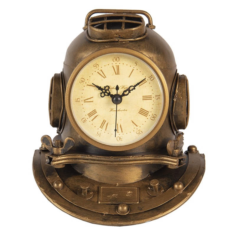 Clayre & Eef Table Clock 16x18 cm Copper colored Iron Glass