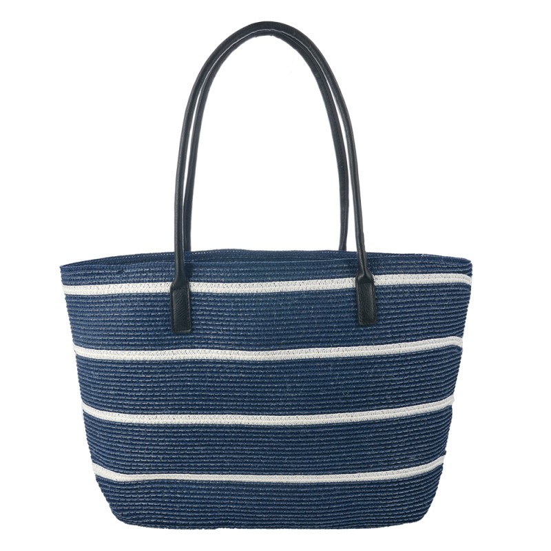 Juleeze Women's Handbag 46x30 cm Blue White Paper straw Stripes