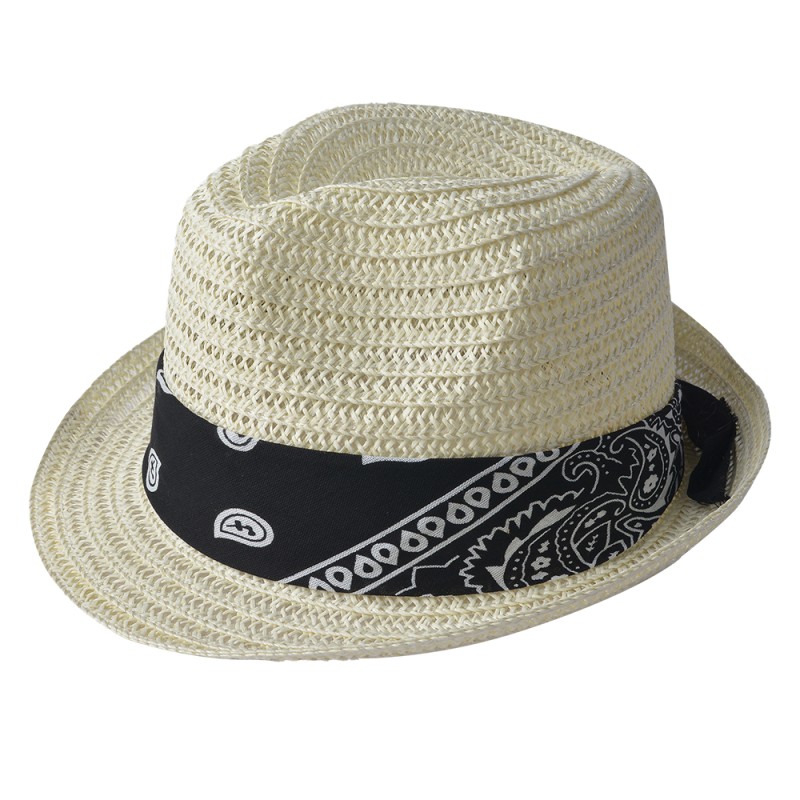 Juleeze Chapeau de femme 24x23 cm Beige Paille en papier Rond