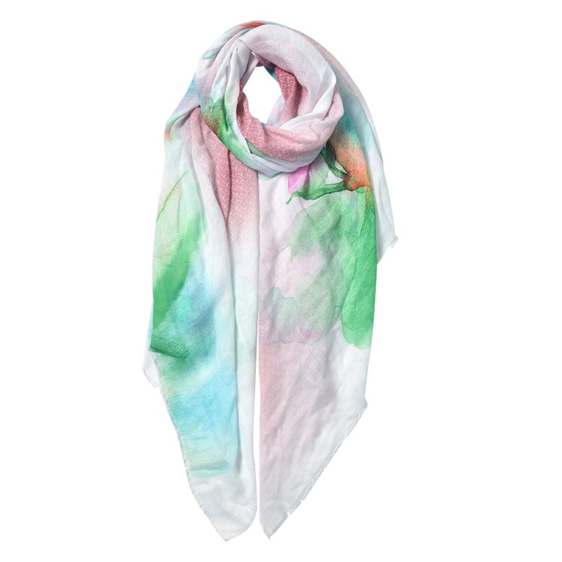 Juleeze Printed Scarf 80x180 cm White Green Synthetic