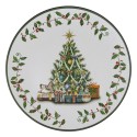 Clayre & Eef Charger Plate Ø 33 cm Green White Plastic Round Christmas Tree