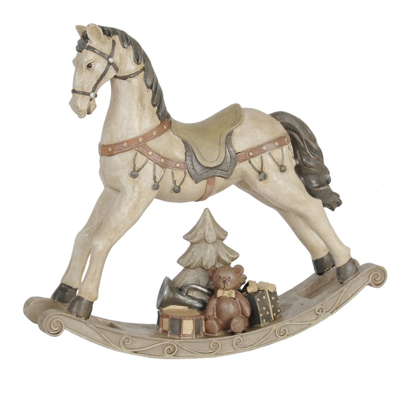 Clayre & Eef Figurine Horse 30x8x27 cm White Polyresin