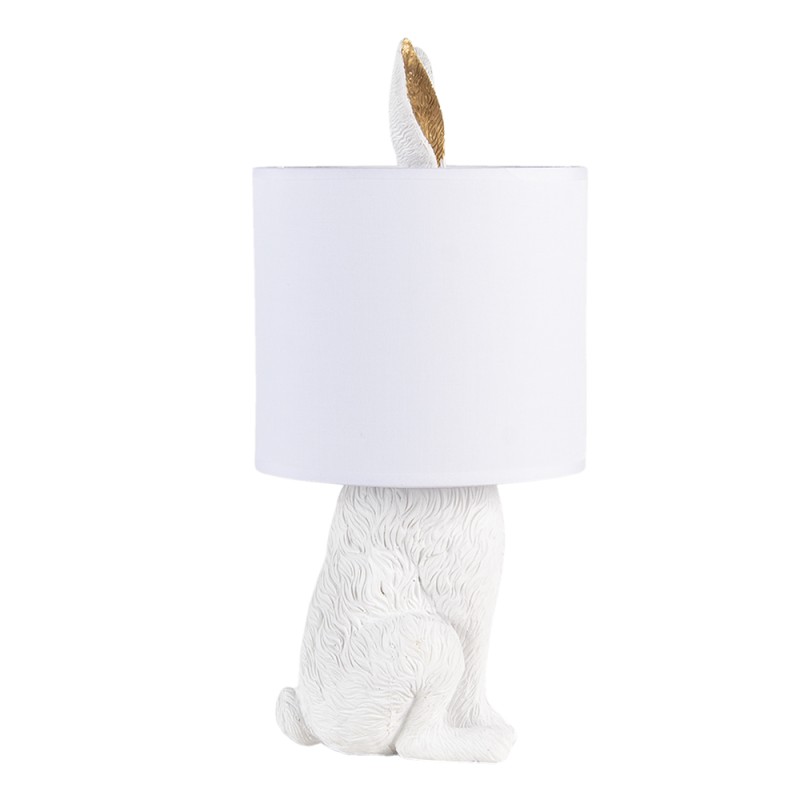 Clayre & Eef Tischlampe Kaninchen Ø 20x45 cm  Weiß Kunststoff