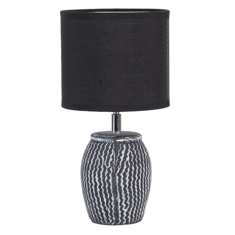Clayre & Eef Table Lamp Ø 15x26 cm  Black Grey Plastic