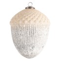 Clayre & Eef Christmas Bauble XL Ø 15 cm White Grey Glass