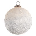 Clayre & Eef Weihnachtskugel XL Ø 12 cm Weiß Grau Glas Rund