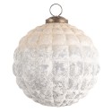 Clayre & Eef Christmas Bauble Ø 12 cm White Grey Glass Round