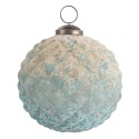 Clayre & Eef Christmas Bauble Ø 10 cm Turquoise Beige Glass Round
