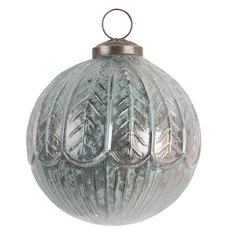 Clayre & Eef Christmas Bauble Ø 10 cm Turquoise Glass Round