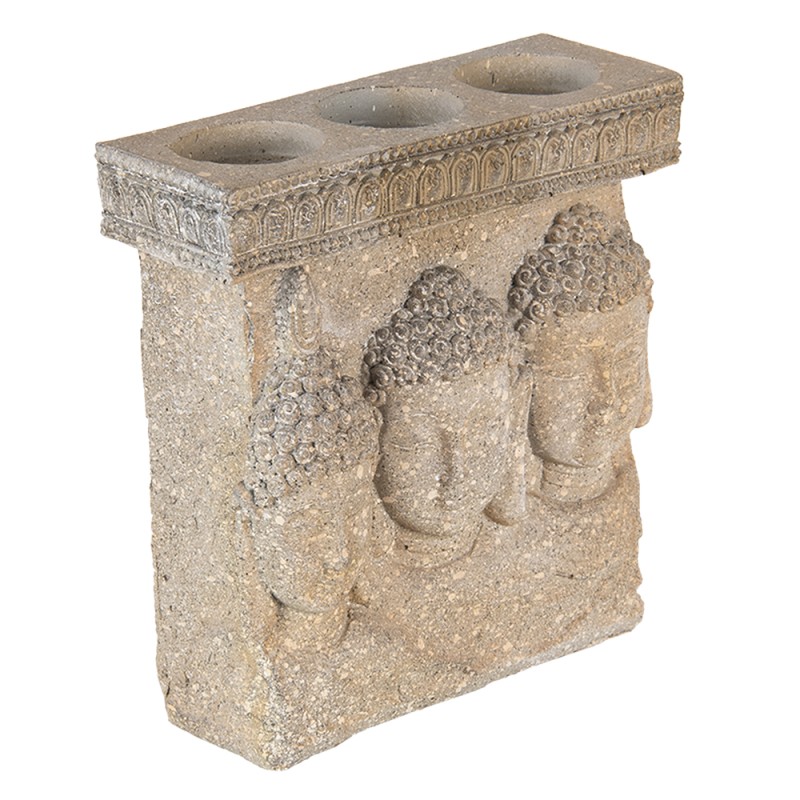 Clayre & Eef Kerzenständer 16x6x17 cm Grau Kunststoff Rechteck Buddha