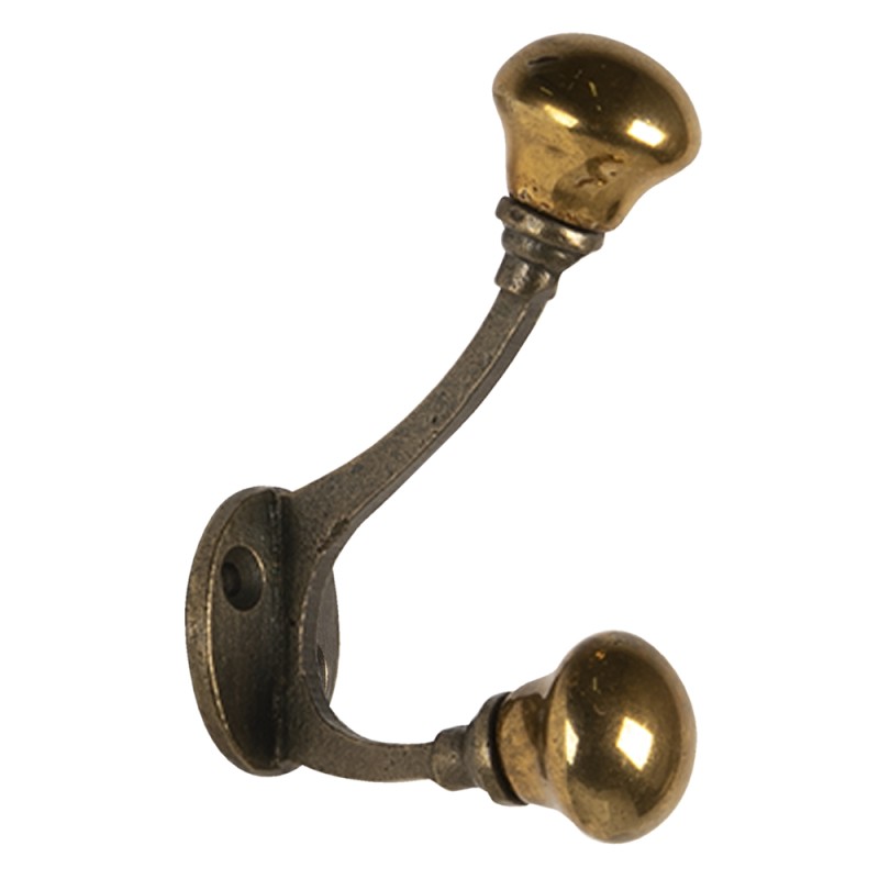 Clayre & Eef Wall Hook 3x5x9 cm Gold colored Metal