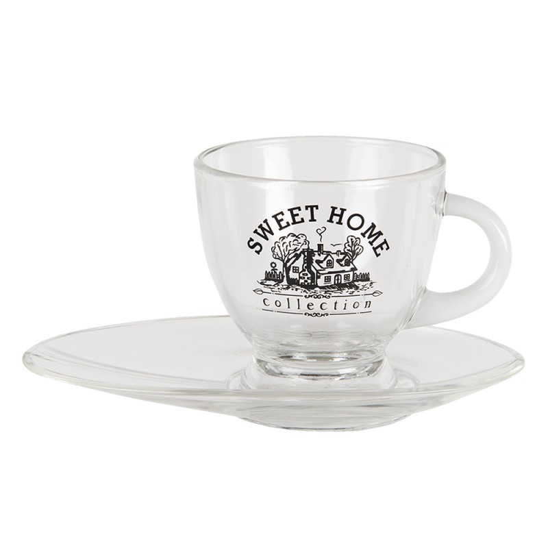 Clayre & Eef Cup and Saucer 230 ml Glass Sweet Home