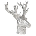 Clayre & Eef Candle holder Reindeer 22x21x24 cm Silver colored Plastic