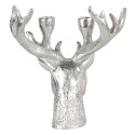 Clayre & Eef Kerzenständer Rentier 22x21x24 cm Silberfarbig Kunststoff