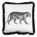 Clayre & Eef Coussin décoratif 45x45 cm Noir Blanc Synthétique Carré Tigre