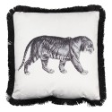 Clayre & Eef Decorative Cushion 45x45 cm Black White Synthetic Square Tiger