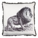 Clayre & Eef Coussin décoratif 45x45 cm Blanc Gris Synthétique Carré Lion