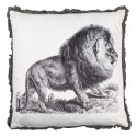 Clayre & Eef Decorative Cushion 45x45 cm White Grey Synthetic Square Lion