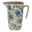 Clayre & Eef Brocca decorativa 22x14x22 cm Blu Ceramica Rotondo Fiori