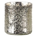 Clayre & Eef Tealight Holder Ø 8x8 cm Silver colored Glass Round