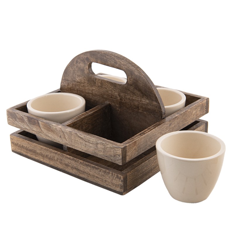 Clayre & Eef Planter Set of 4 24x24x17 cm Brown Wood Square